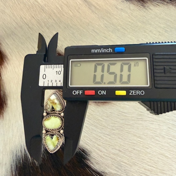 ❤️ Palomino Variscite Navajo 3 Stone Heart Brushed Sterling 925 Adjustable Ring - Picture 12 of 13